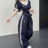 VネックトラックTシャツ&トラックパンツSET