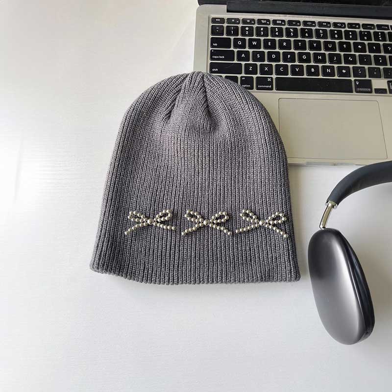 リボンスタッズリブビーニー