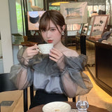 オフショルダーオーガンジートップス