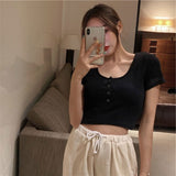 ボタンネックミニTシャツ