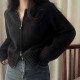 ノーカラージップカーディガン