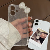 ラメストーンリボンiPhoneケース