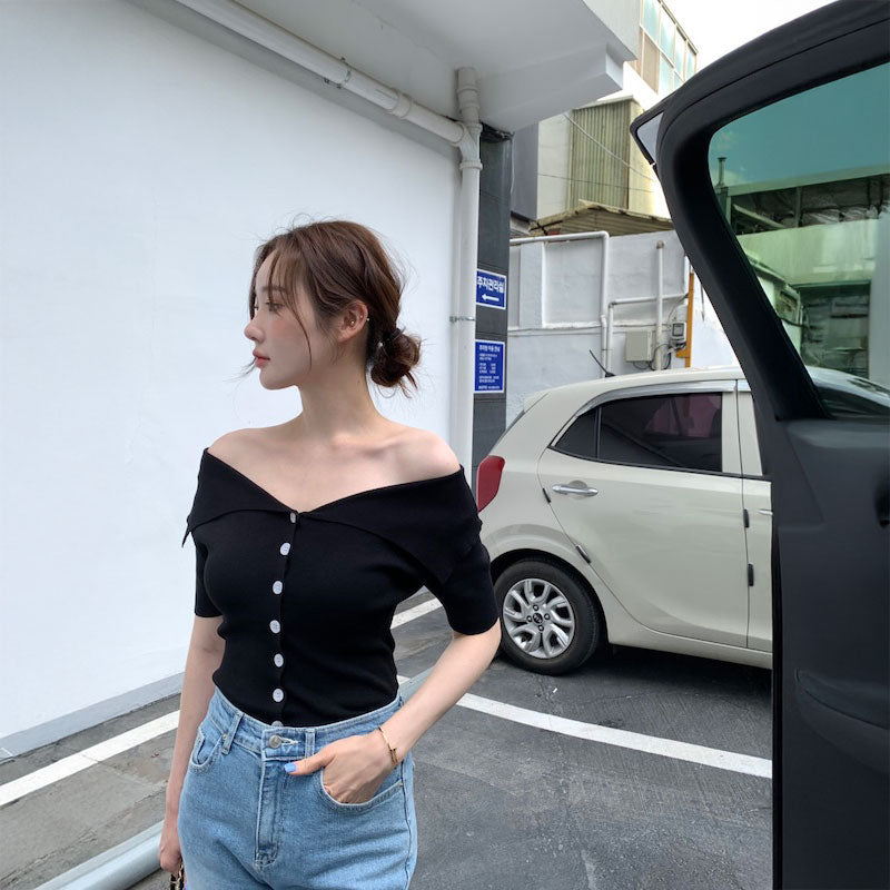 2wayセーラーラペルリブトップス