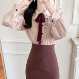 ヴィンテージガーリーボウタイブラウス