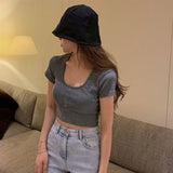 ボタンネックミニTシャツ