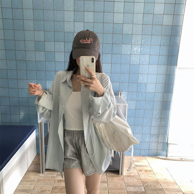 カラーストライプオーバーシャツ