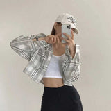 チェックカジュアルクロップドシャツ