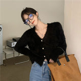 金ボタンモヘアカーディガン