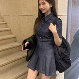 デニムボタンワンピース