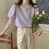 シンプルカラーパフTシャツ