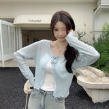 リボンエアスルーカーディガン