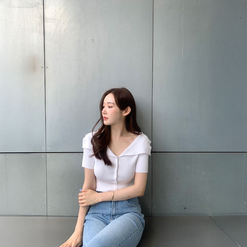 2wayセーラーラペルリブトップス