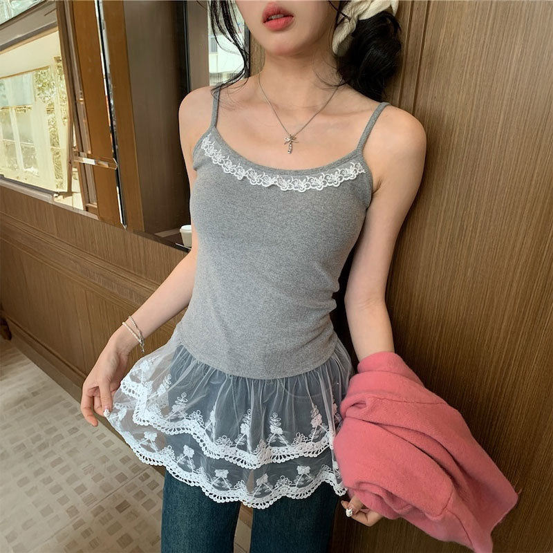ダブルレースチュニックキャミソール