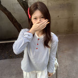 フレンチカラーボタンネックロンT