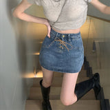 レースアップウエスタンデニムスカート