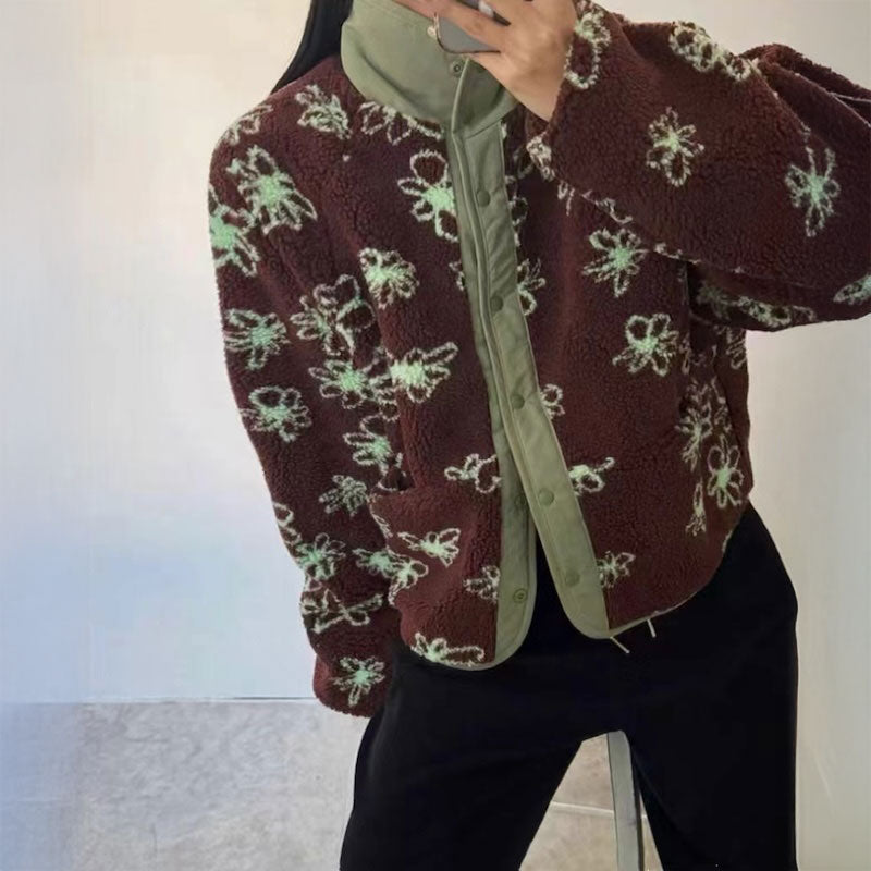 リバーシブルフラワーボアジャケット