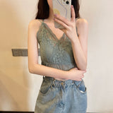 Vレースダブルストラップキャミソール