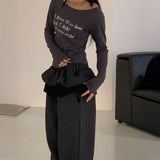 レイヤードフリルスウェットパンツ