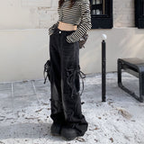 フリンジウォッシュデザインカーゴデニム