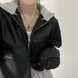レイヤードデザインレザーパーカー
