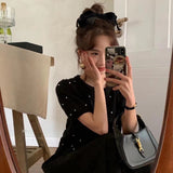 パールビジュー半袖ニット