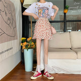 シャーリングフラワースカート