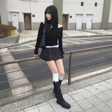 オフショルダーシャツレイヤードトップス