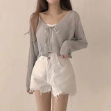 メッシュリボンボレロカーディガン