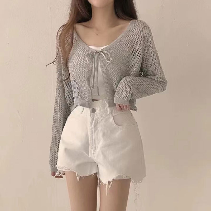 メッシュリボンボレロカーディガン