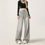 ライトグレーウォッシュストレートデニム