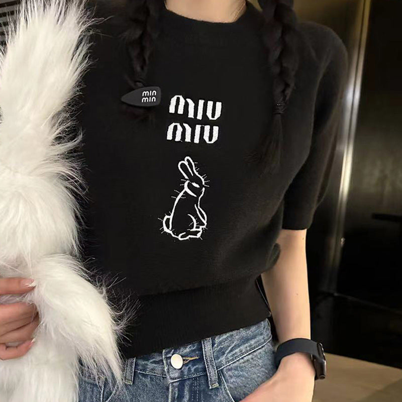 バニーロゴ半袖ニット