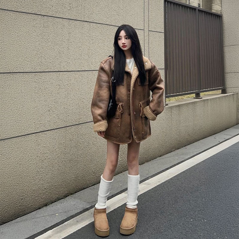 リバーシブルボアミディジャケット