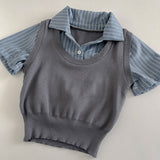 レイヤードベストシャツトップス