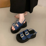 デニムリボンストラップサンダル