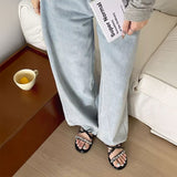 ビジューリボンミュールサンダル