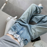 ウエストレースドットデニム