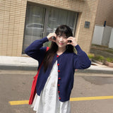 ハートボタンコントラストカーディガン