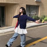 ハートボタンコントラストカーディガン