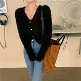 金ボタンモヘアカーディガン