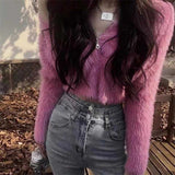 クロップドシャギージップカーディガン