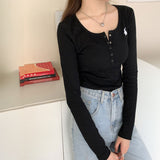 ボタンネックラビットロンT