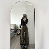 ワイドフィットレオパードデニム