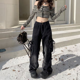 フリンジウォッシュデザインカーゴデニム