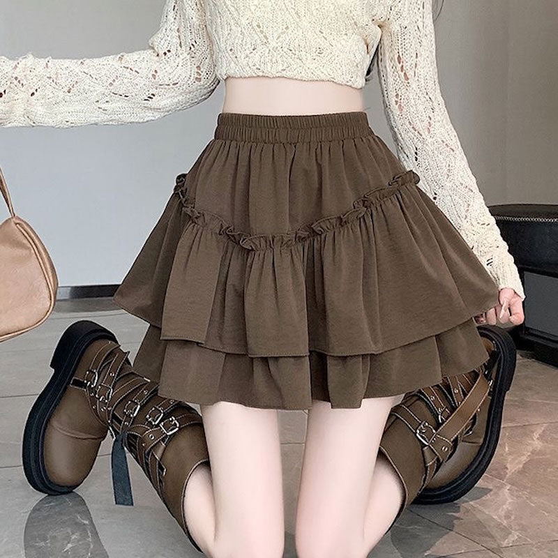 ダブルフレアフリルラインスカート