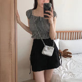 シャーリングギンガムパフトップス