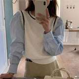 レイヤードベストブラウス