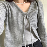 フロントタイリブカーディガン
