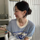 ブルーロゴメッシュサマーニット