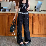 フリルリボンパターンジャージパンツ