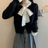 レースボウタイクラシックカーディガン